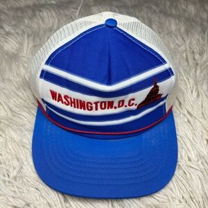 Washington DC Snapback Hat VTG Light Foam Front Rope Cap Velour Red Trucker Mens